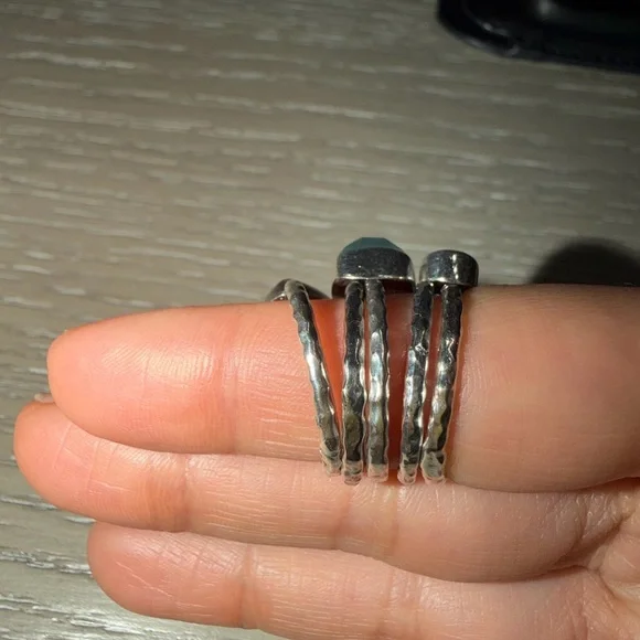 Set/5 Lori Bonn stacking rings opal jade size 5.5 - Picture 3 of 3